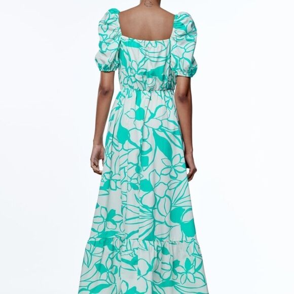 Zara printed poplin dress with balloon sleeves NWT - Picture 6 of 13